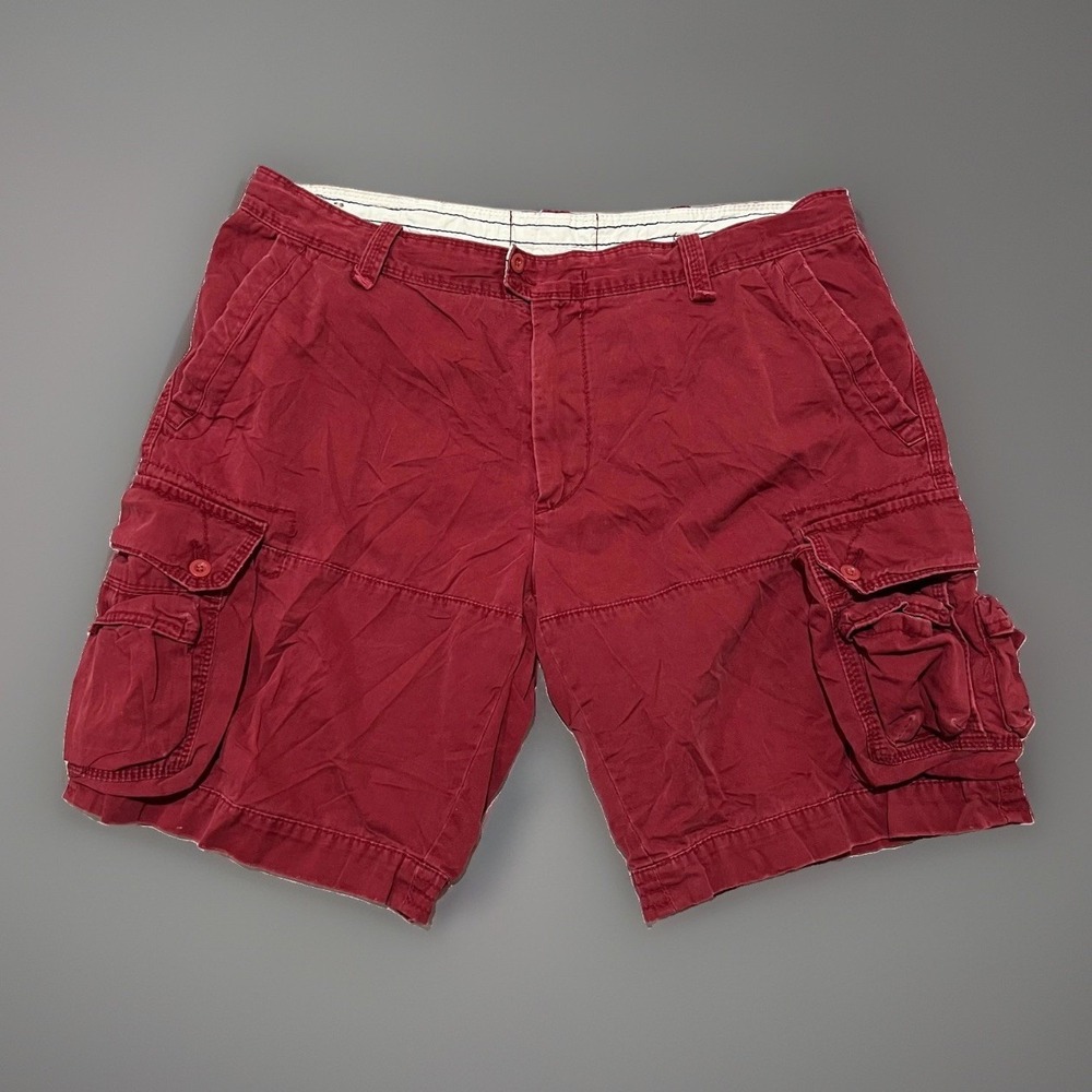 Polo Ralph Lauren Mens Washed Red Utility Paratrooper Baggy Cargo Shorts 40